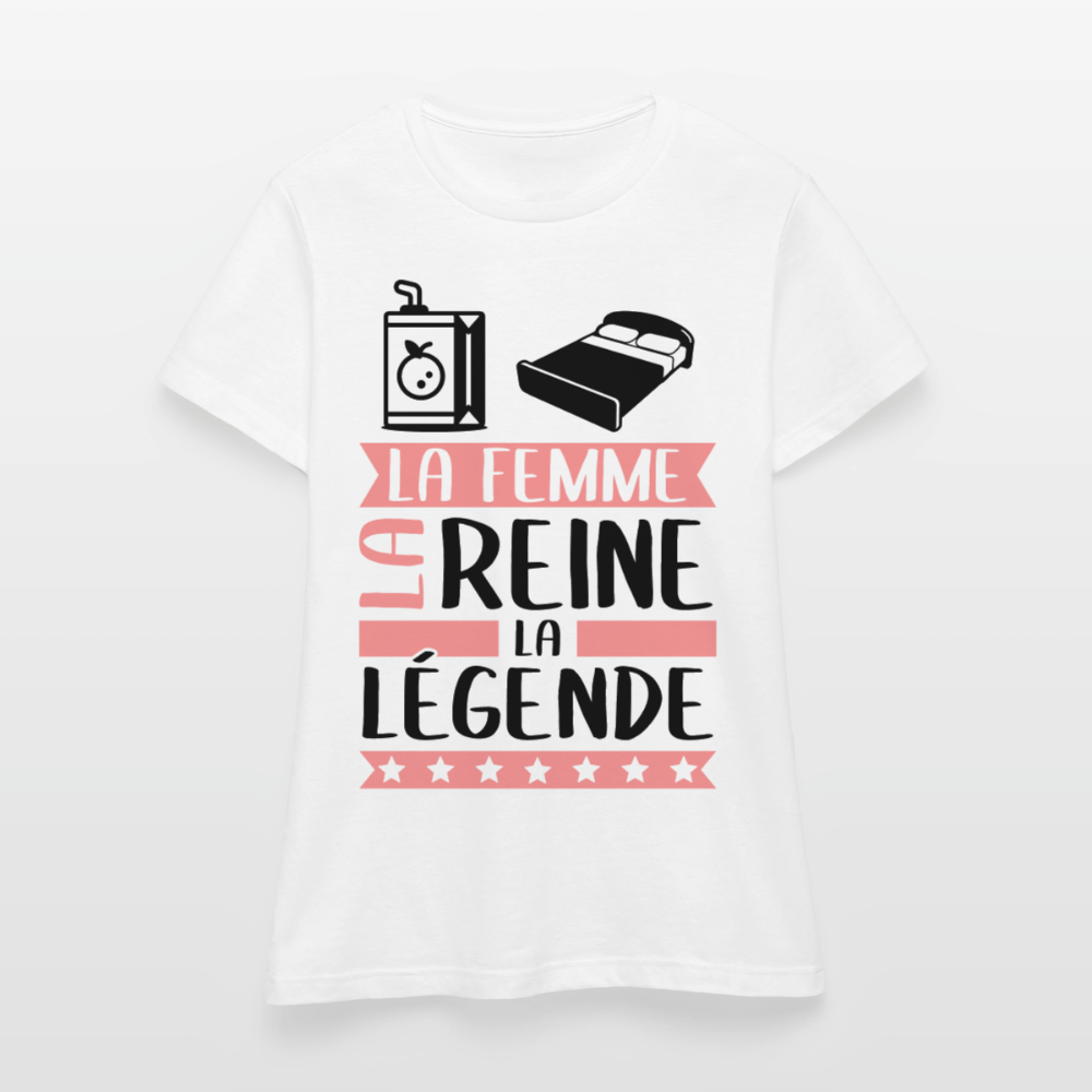 T-shirt femme coloris clair Julie rébus – La femme, la reine, la légend - blanc