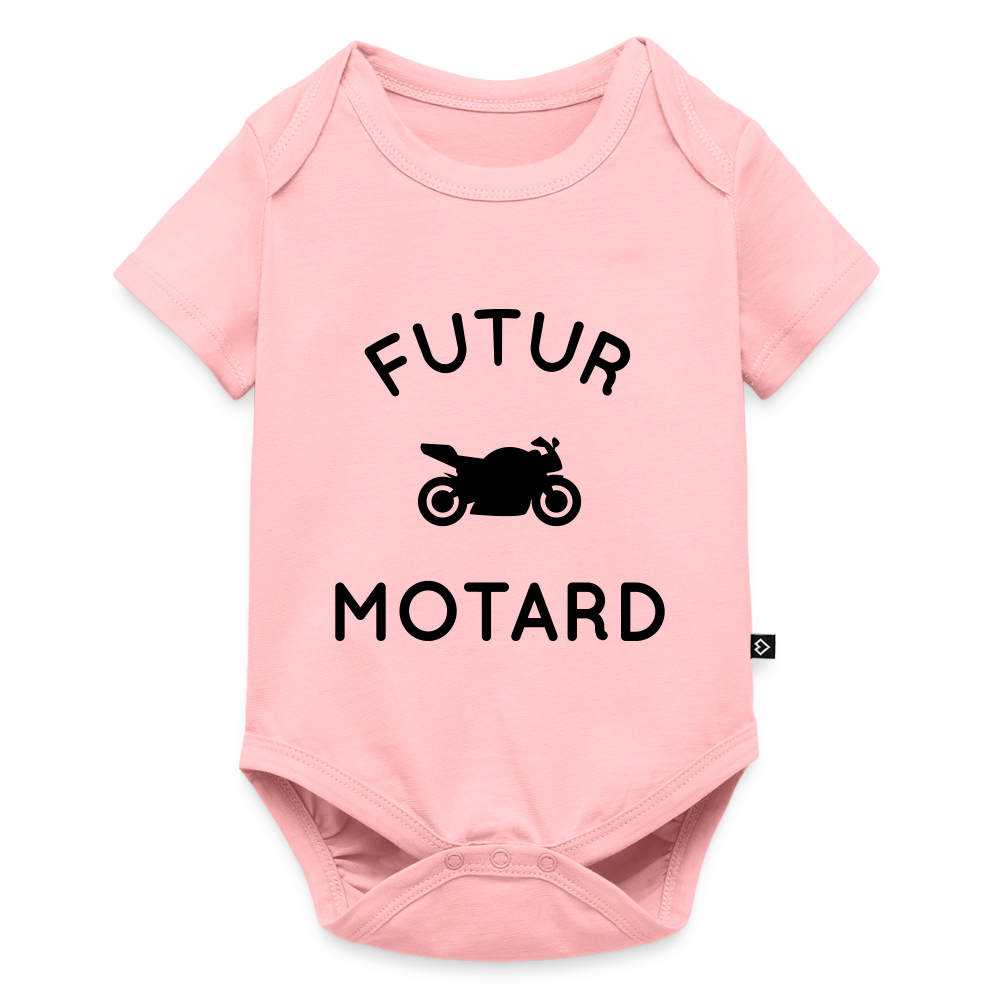 Body Bébé bio manches courtes - Futur motard - rose