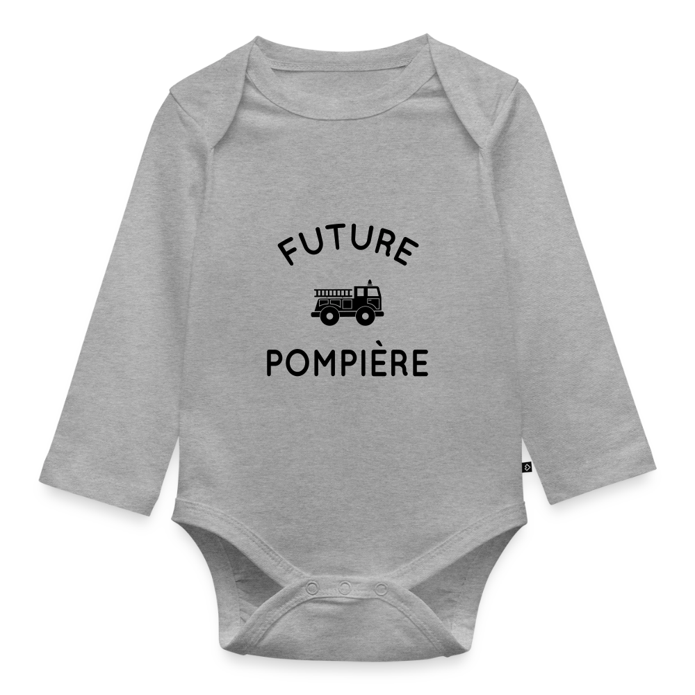 Body Bébé bio manches longues - Future pompière - gris chiné