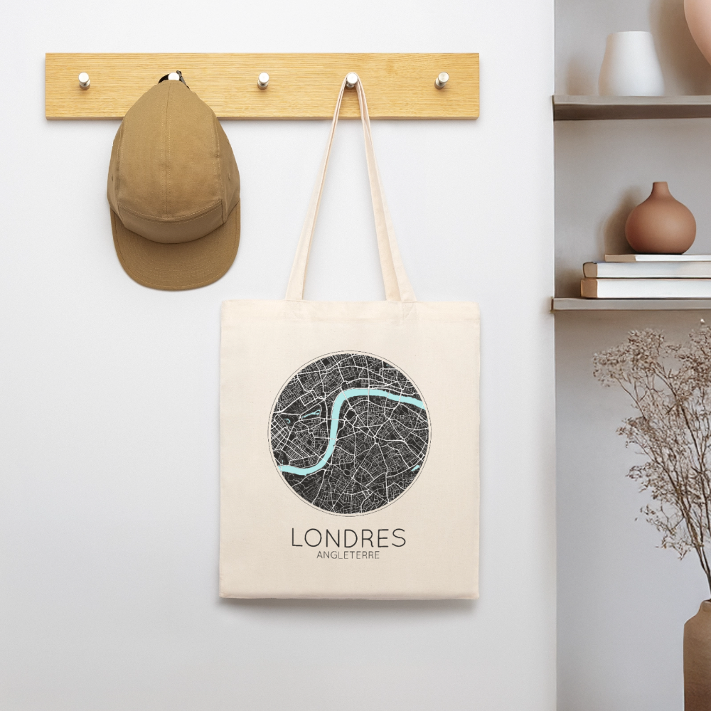 Tote Bag Londres Bio Coloris Clair – Plan de Londres - écru doux