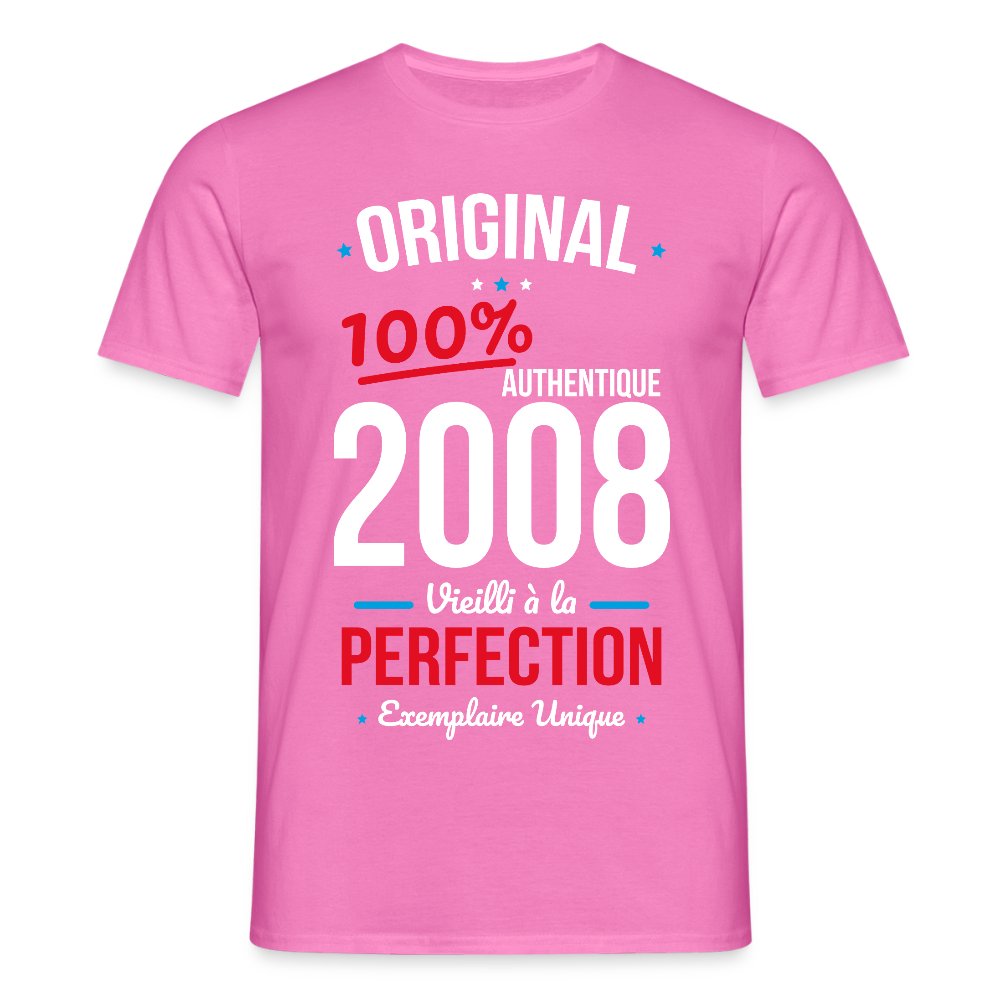 T-shirt anniversaire 18 ans Homme – Original 2008 Authentique - rose
