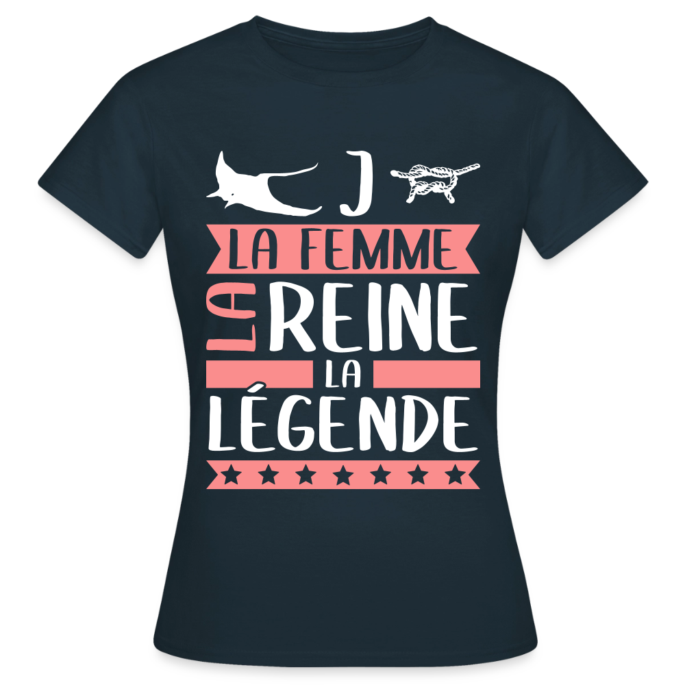 T-shirt femme Régine rébus – La femme, la reine, la légende - marine