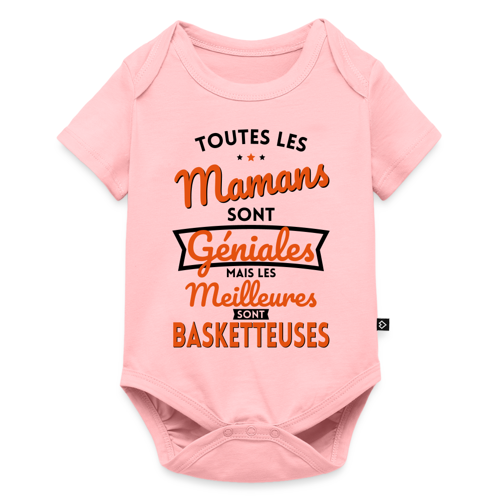 Body Bébé bio manches courtes - Mamans géniales - Les meilleures sont basketteuses - rose