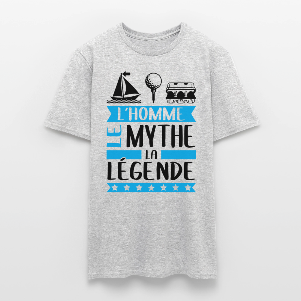 T-shirt homme coloris clair Mathieu en rébus – L’homme, le mythe, la légende - gris chiné