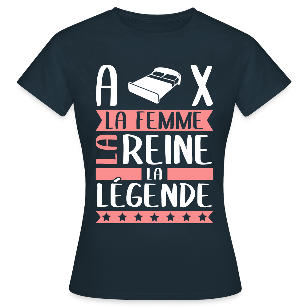T-shirt femme Alix rébus – La femme, la reine, la légende - marine