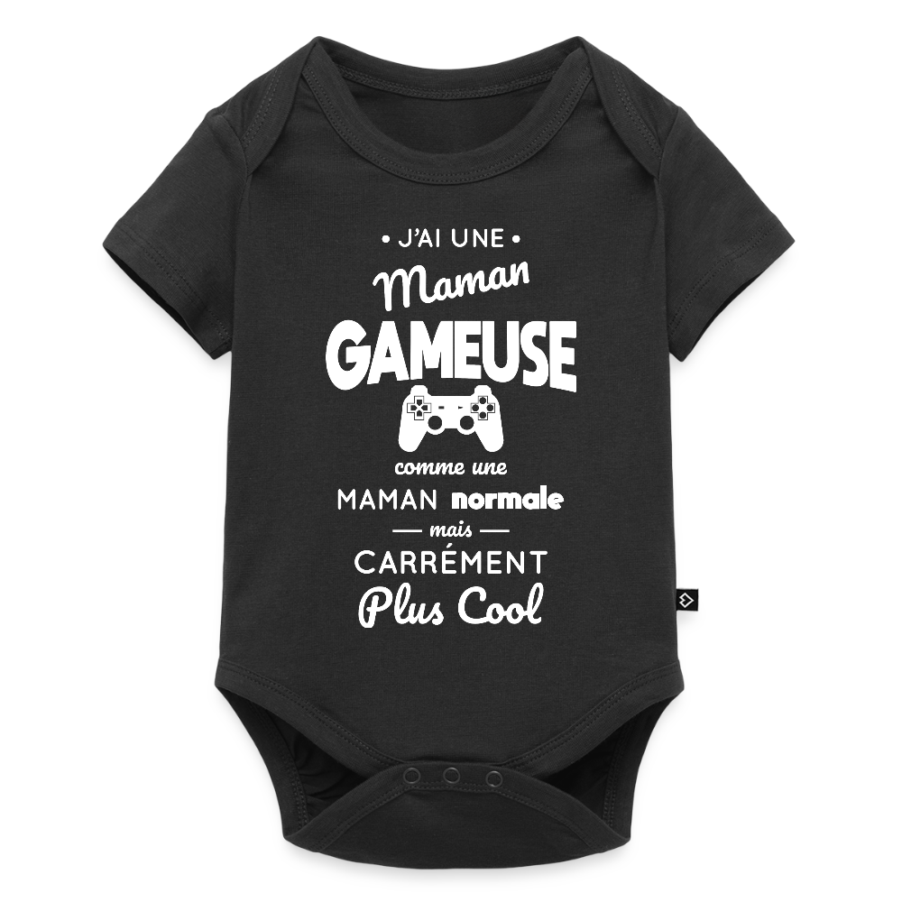 Body Bébé bio manches courtes - J'ai une maman gameuse - noir