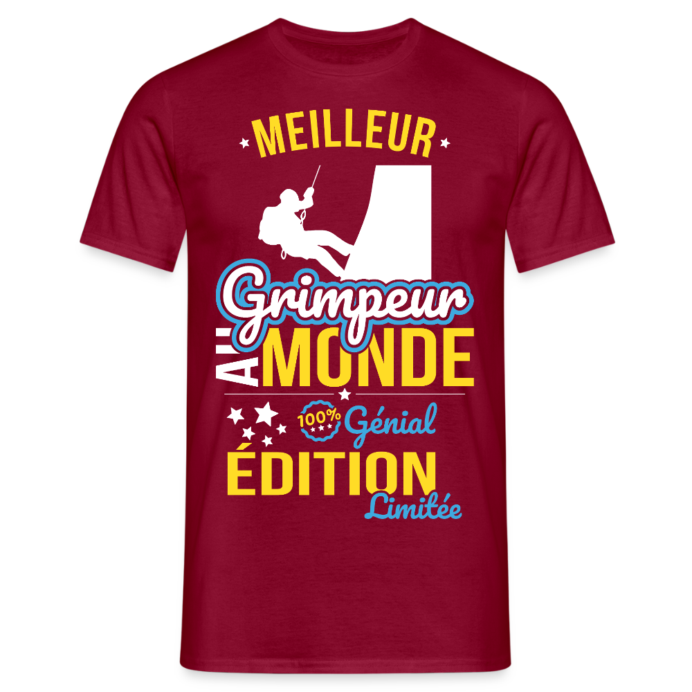T-shirt Homme - Meilleur Grimpeur au monde - 100% génial - rouge brique