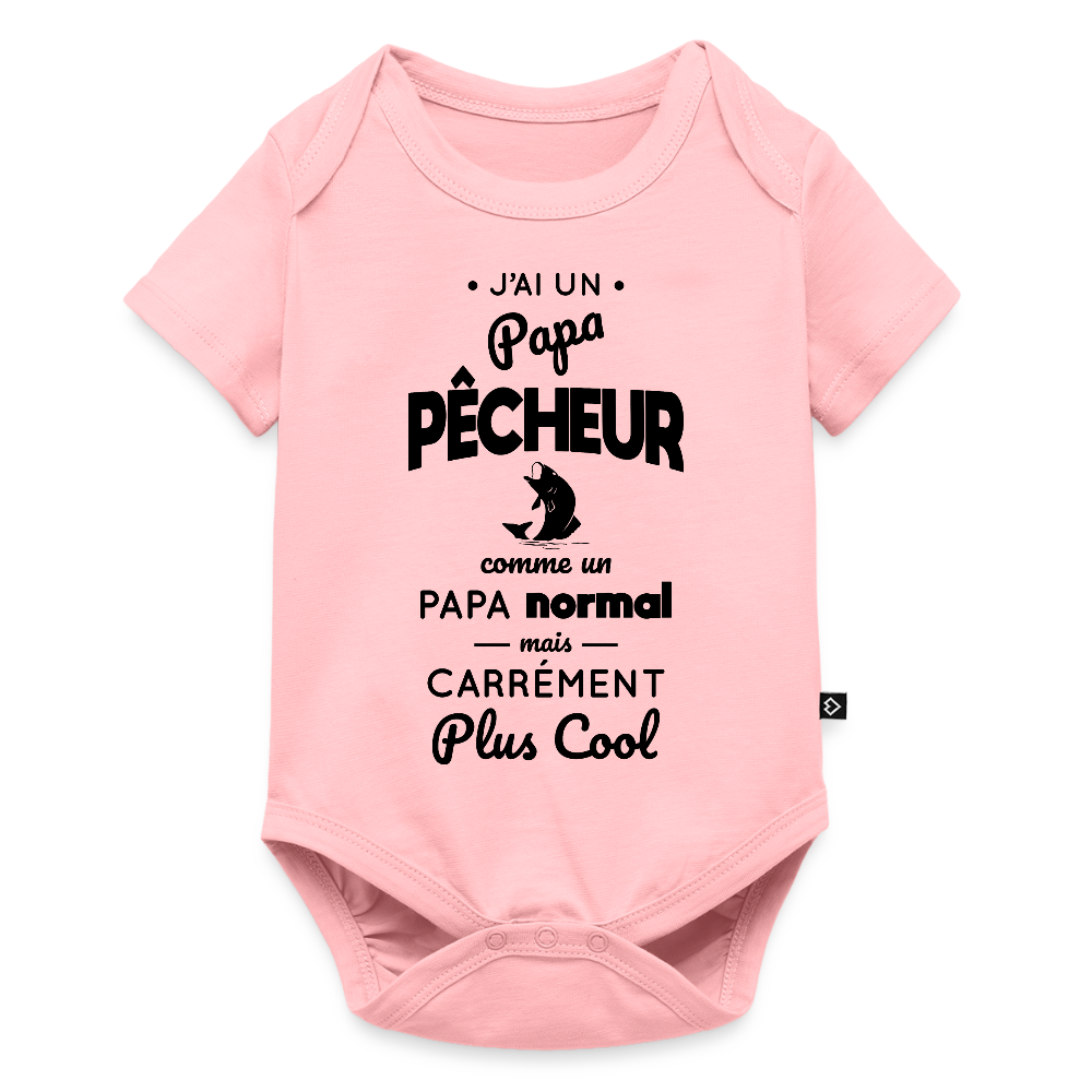 Body Bébé bio manches courtes - J'ai un papa pêcheur - rose