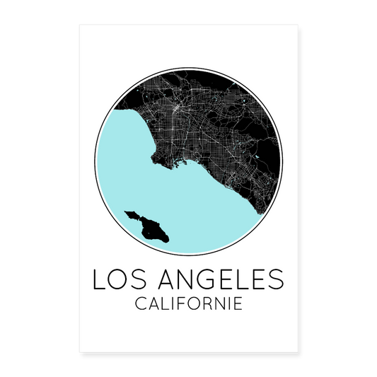 Poster Los Angeles - Plan Los Angeles - 60 x 90 cm - blanc