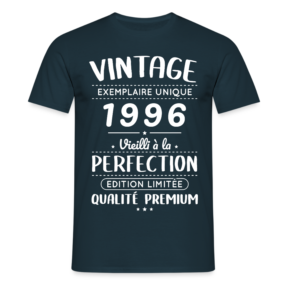 T-shirt anniversaire homme 30 ans – Vintage 1996 – Perfection - marine