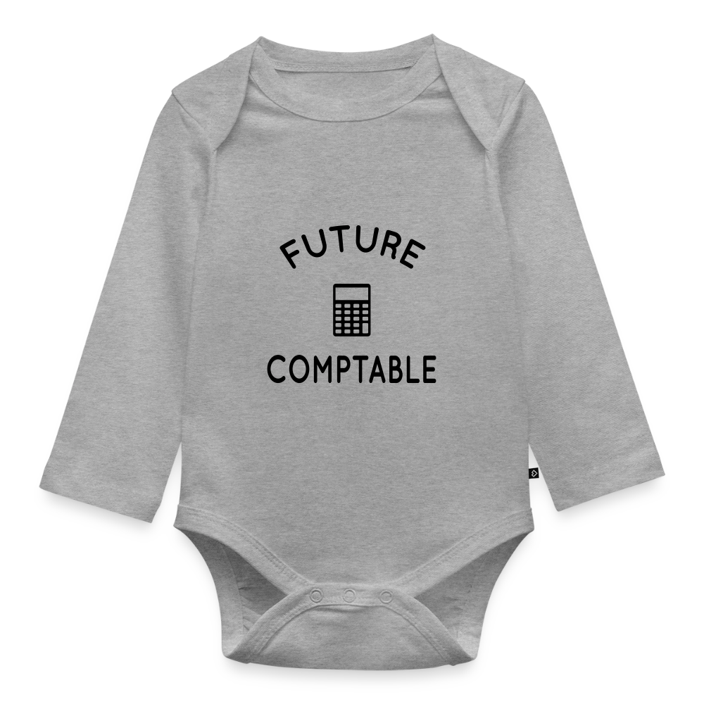 Body Bébé bio manches longues - Future comptable - gris chiné