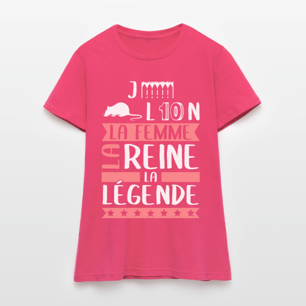 T-shirt femme Géraldine rébus – La femme, la reine, la légende - rose azalée