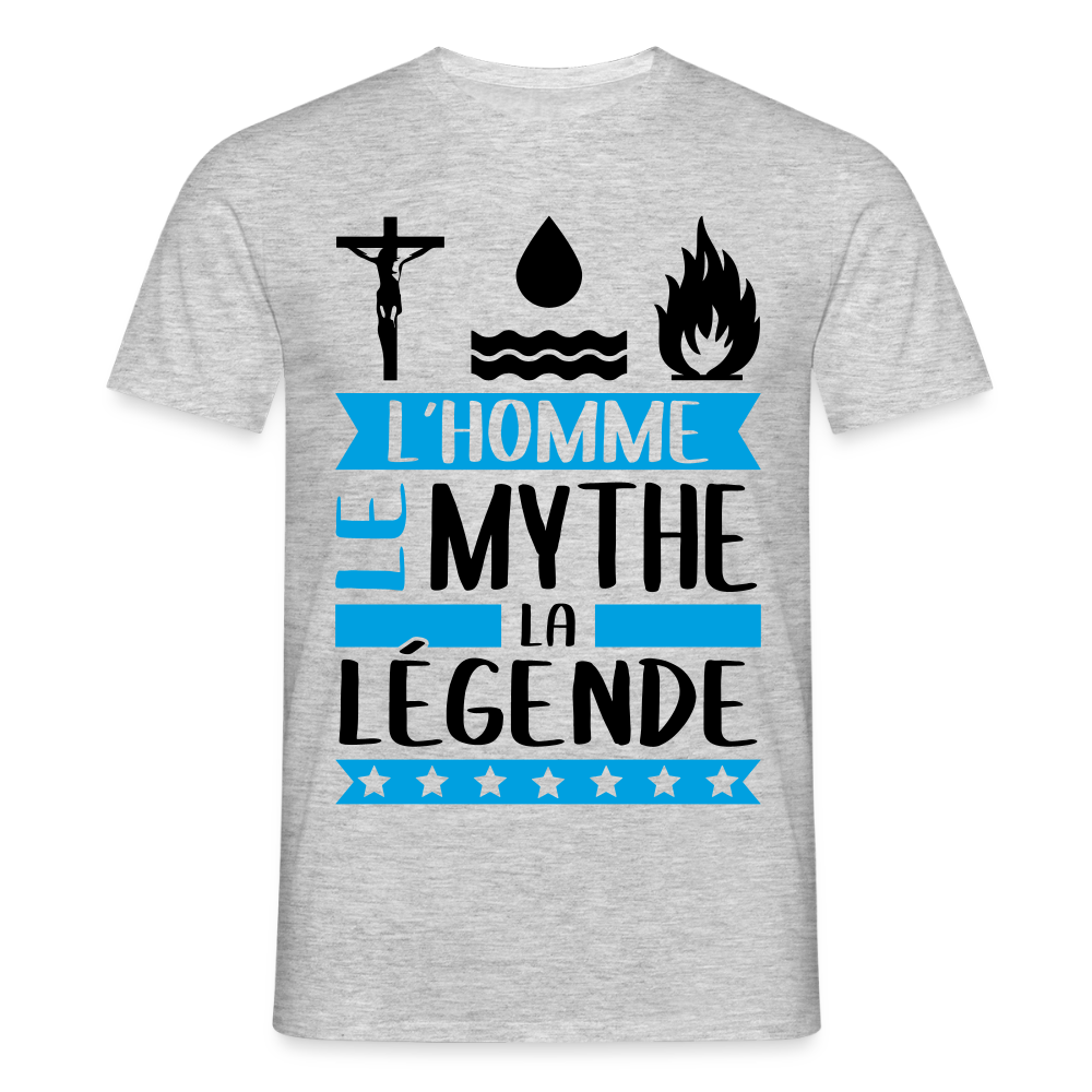 T-shirt homme coloris clair Christophe rébus – L’homme, le mythe, la légende - gris chiné