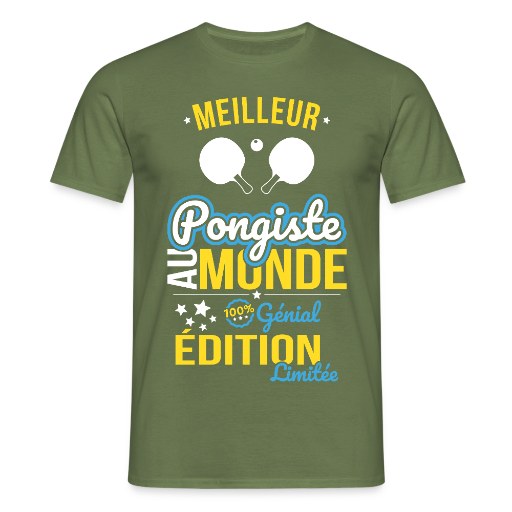 T-shirt Homme - Meilleur Pongiste au monde - 100% génial - vert militaire