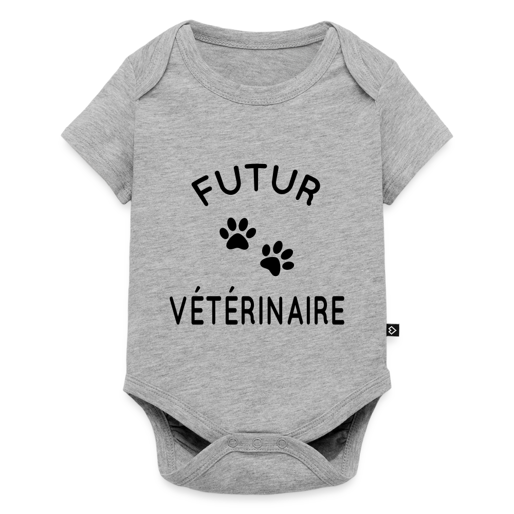 Body Bébé bio manches courtes - Futur vétérinaire - gris chiné
