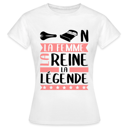 T-shirt femme coloris clair Céline en rébus – La femme, la reine, la légende - blanc