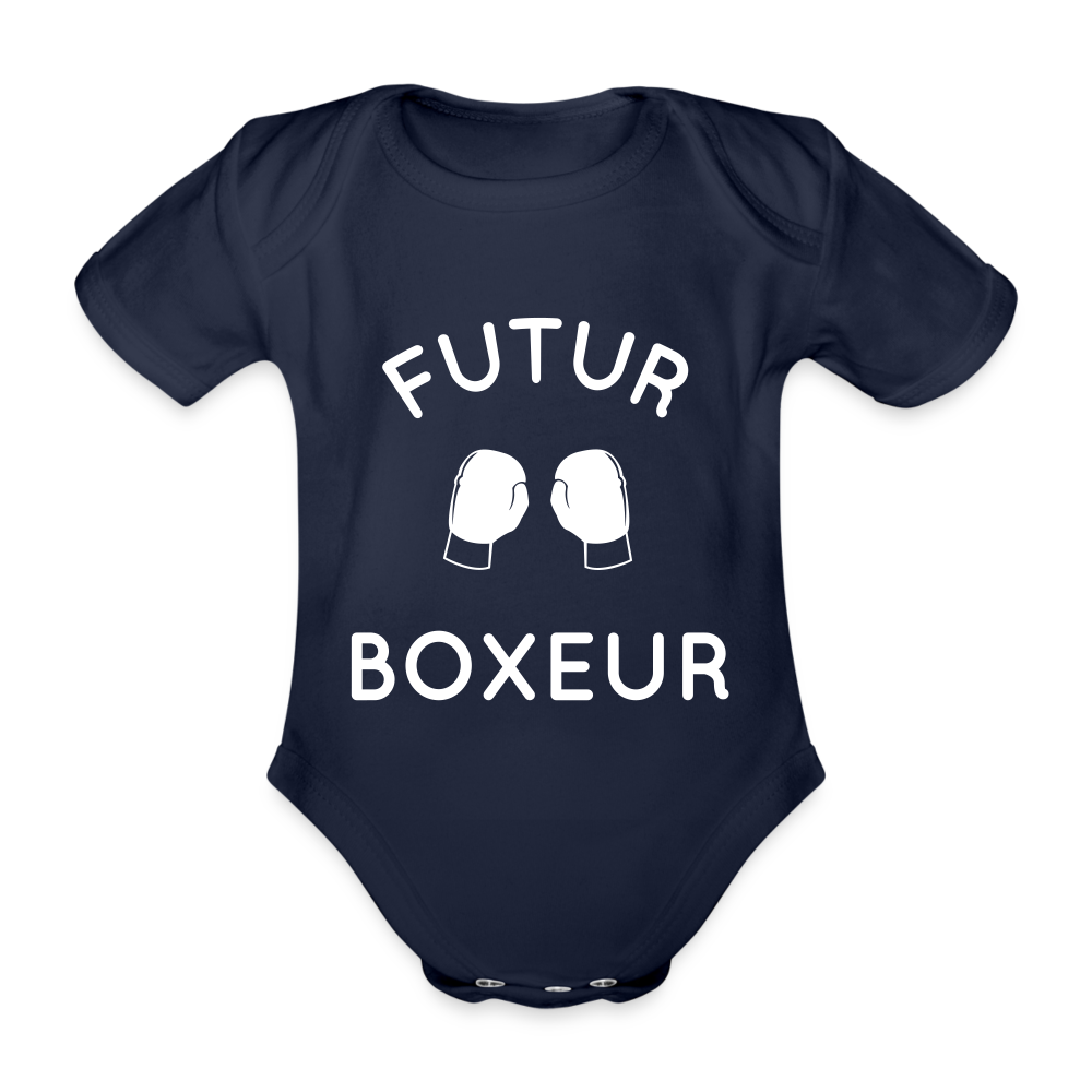 Body Bébé bio manches courtes - Futur boxeur - marine foncé