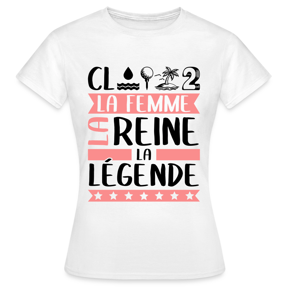 T-shirt femme coloris clair Clothilde en rébus – La femme, la reine, la légende - blanc