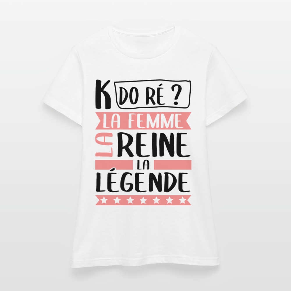 T-shirt femme coloris clair Camille rébus – La femme, la reine, la légende - blanc