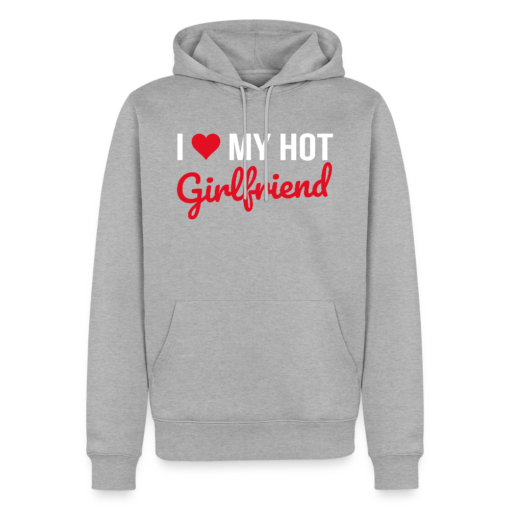 Sweat à Capuche Premium Bio Homme “I Love My Hot Girlfriend” – Idée cadeau Saint-Valentin - gris chiné