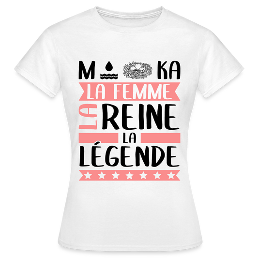 T-shirt femme coloris clair Monica rébus – La femme, la reine, la légende - blanc