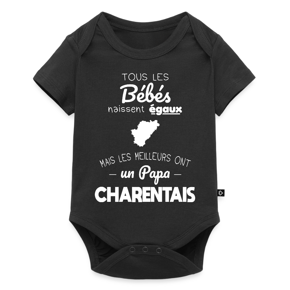 Body Bébé bio manches courtes - Les Meilleurs Ont Un Papa Charentais - noir