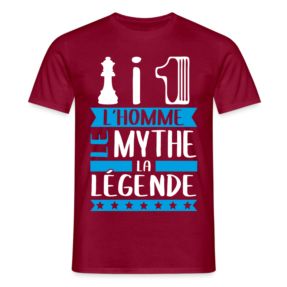 T-shirt homme Damien rébus – L’homme, le mythe, la légende - rouge brique