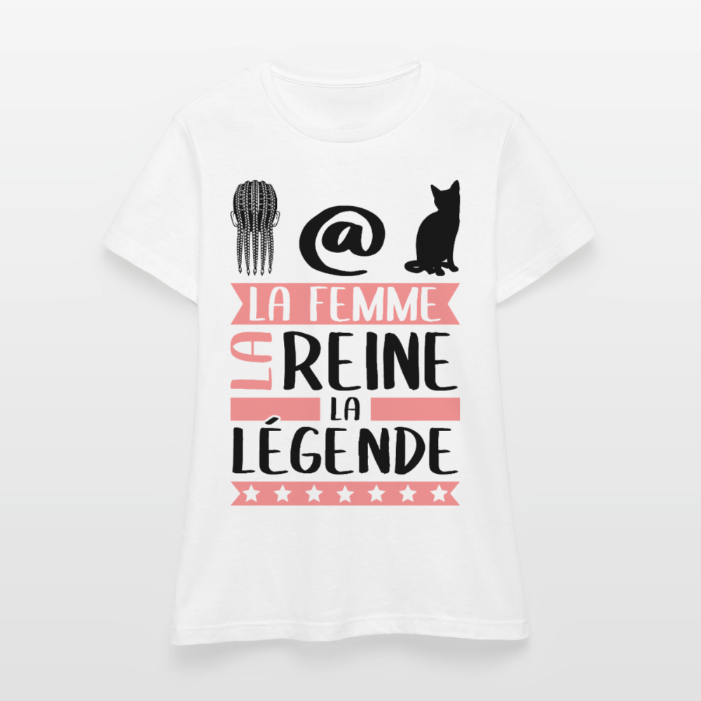 T-shirt femme coloris clair Natacha rébus – La femme, la reine, la légende - blanc