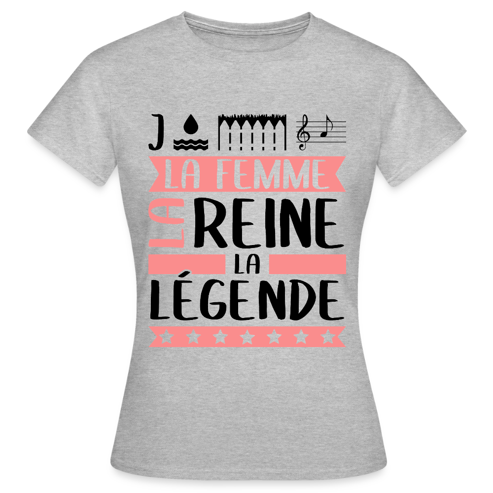 T-shirt femme coloris clair Joëlla rébus – La femme, la reine, la légende - gris chiné