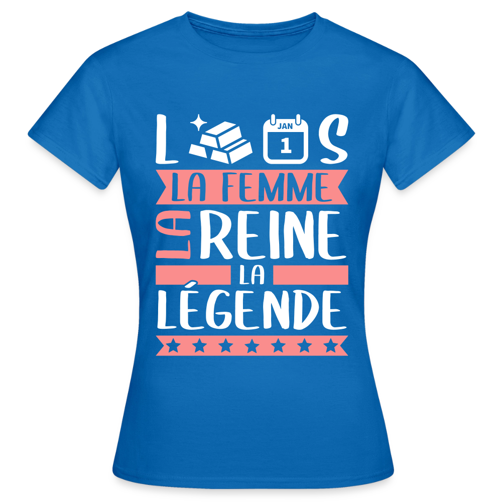 T-shirt femme Laurence rébus – La femme, la reine, la légende - bleu royal
