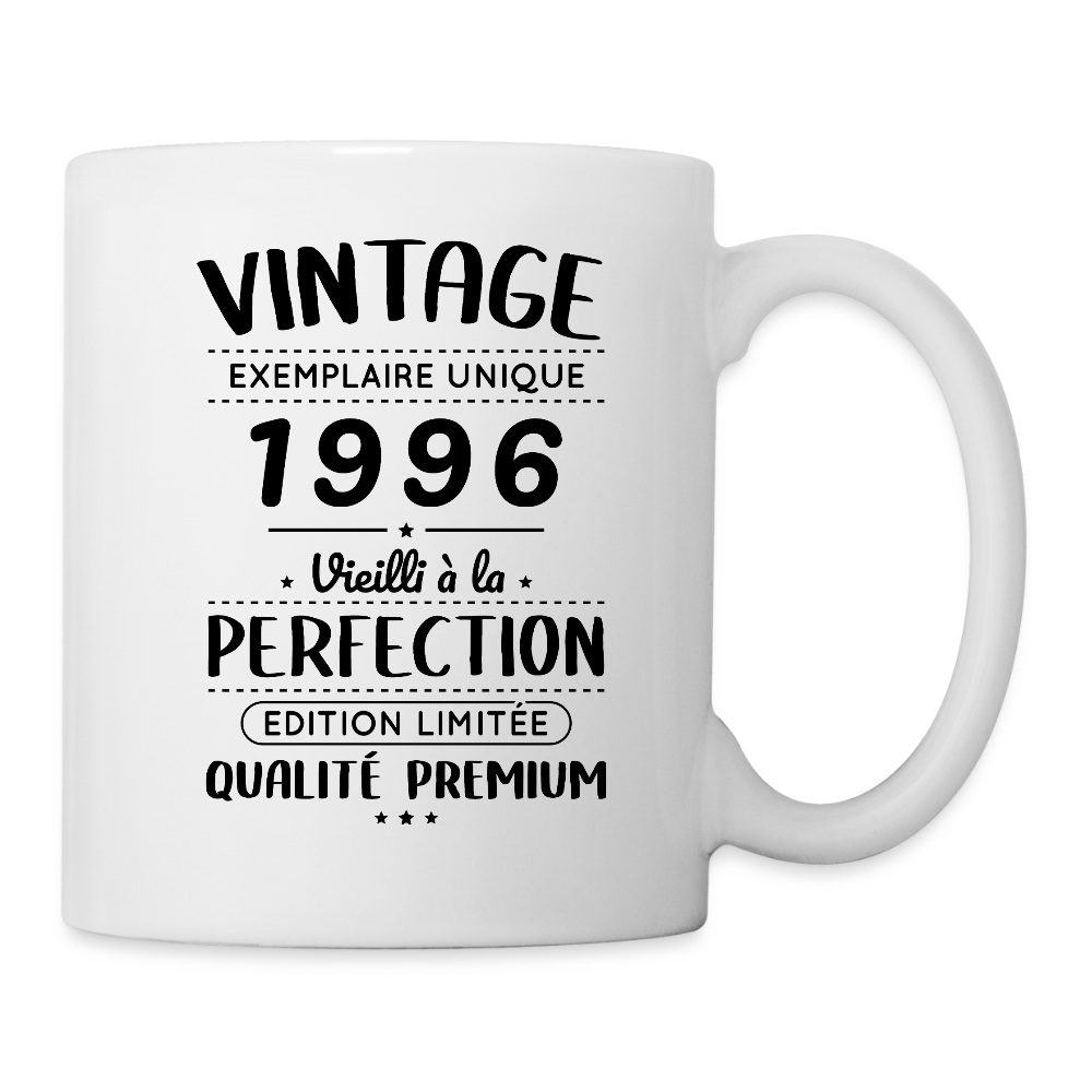 Mug blanc anniversaire homme 30 ans – Vintage 1996 – Perfection - blanc