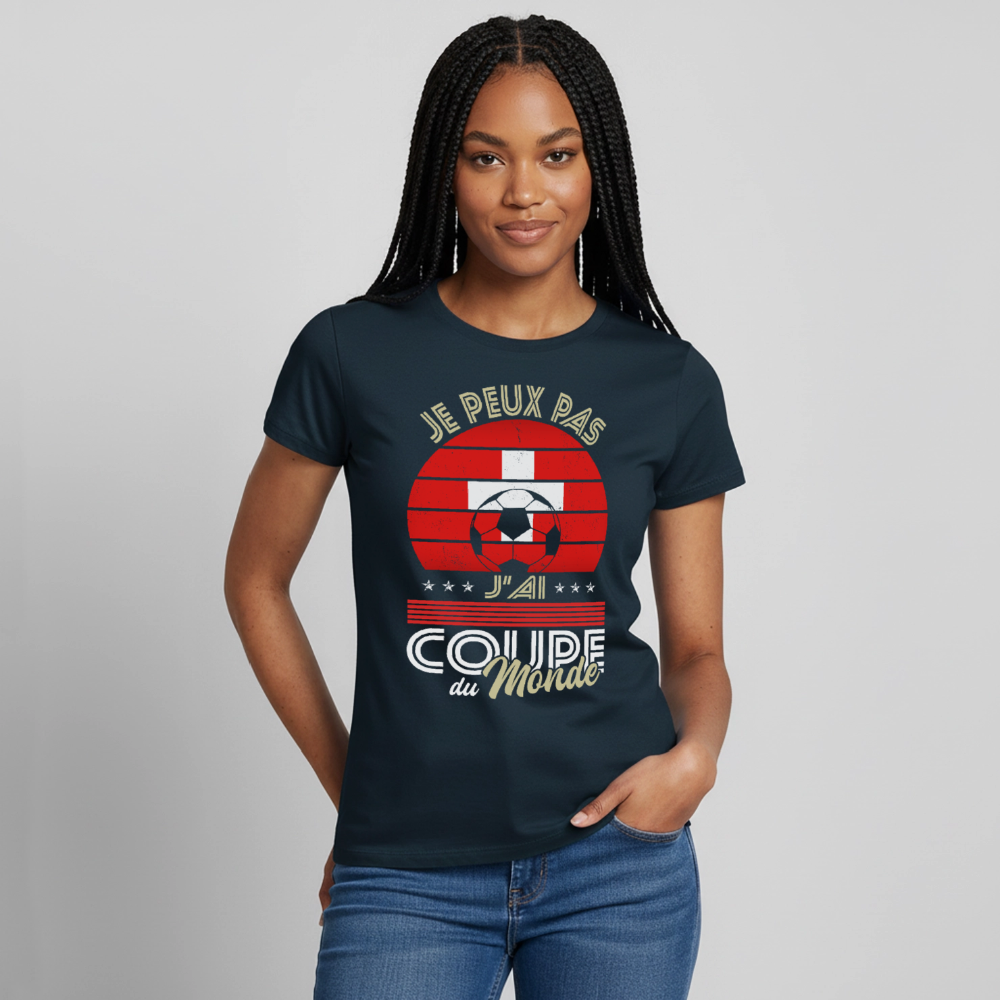 T-shirt Femme - Je peux pas j'ai Coupe du Monde - Suisse - marine