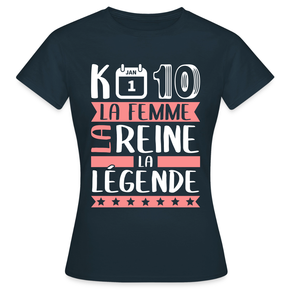 T-shirt femme Candice rébus – La femme, la reine, la légende - marine