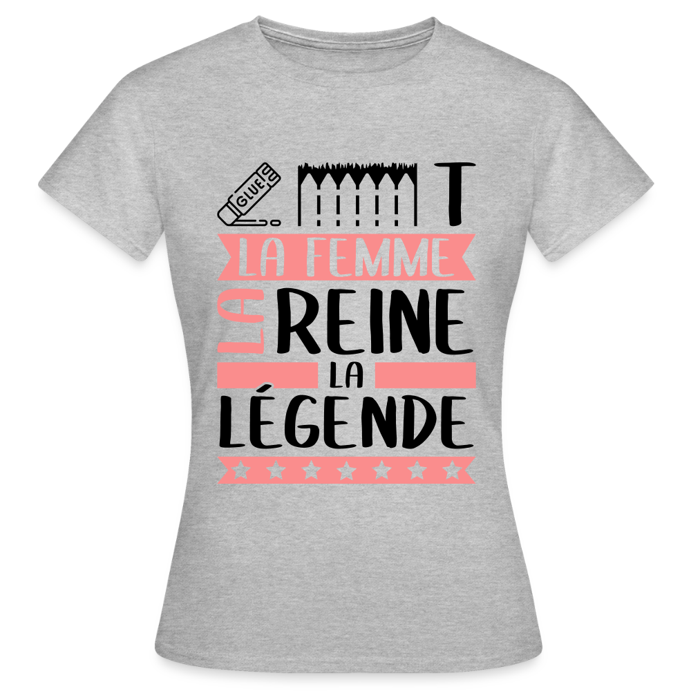 T-shirt femme coloris clair Colette en rébus – La femme, la reine, la légende - gris chiné