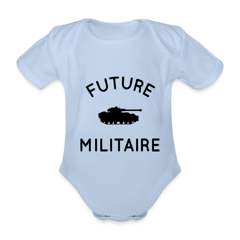 Body Bébé bio manches courtes - Future militaire - ciel
