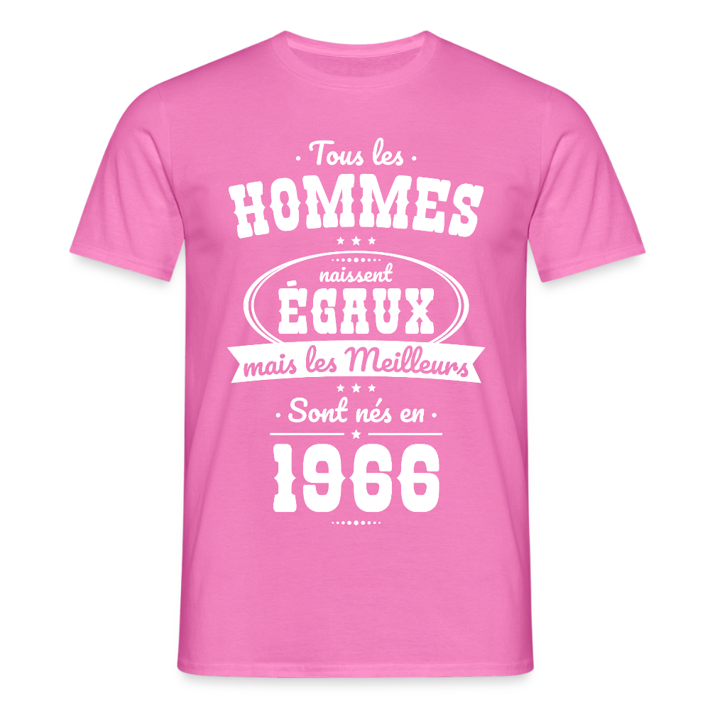 T-shirt anniversaire homme 60 ans – Les meilleurs sont nés en 1966 - rose