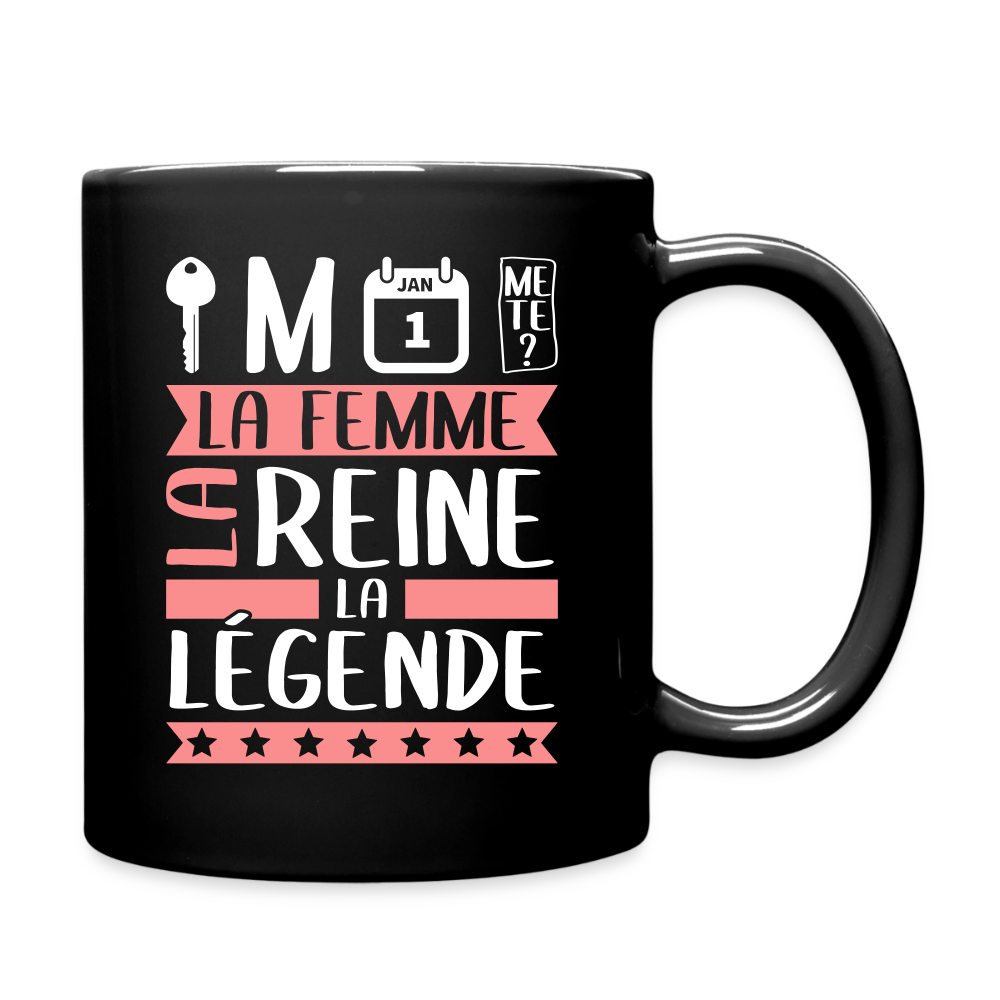Mug uni Clémence rébus – La femme, la reine, la légende - noir