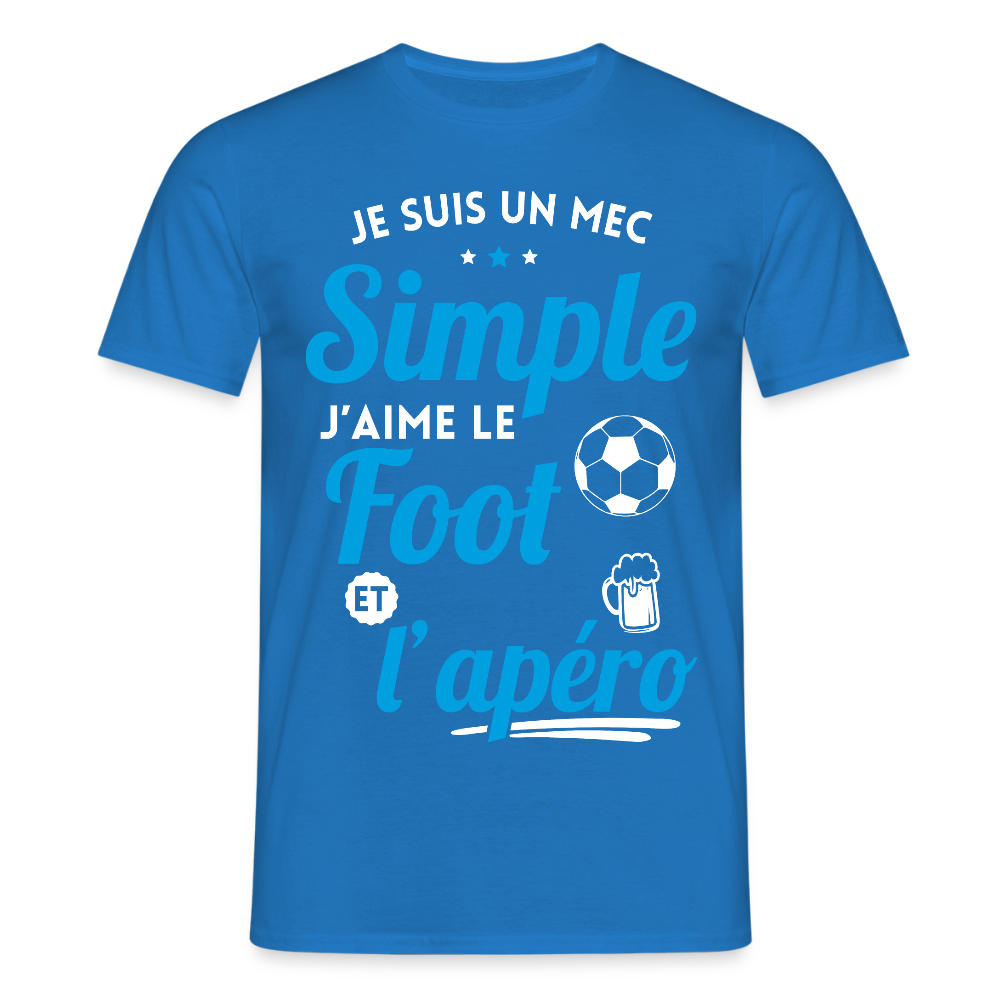 T-shirt Homme -  J'aime le foot et l'apéro - bleu royal
