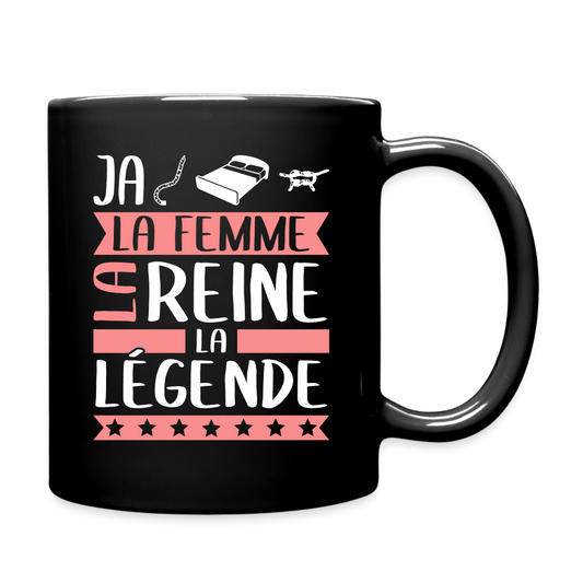 Mug uni Jacqueline rébus – La femme, la reine, la légende - noir