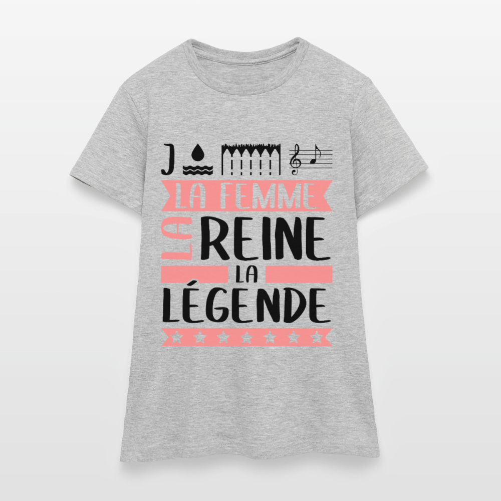 T-shirt femme coloris clair Joëlla rébus – La femme, la reine, la légende - gris chiné