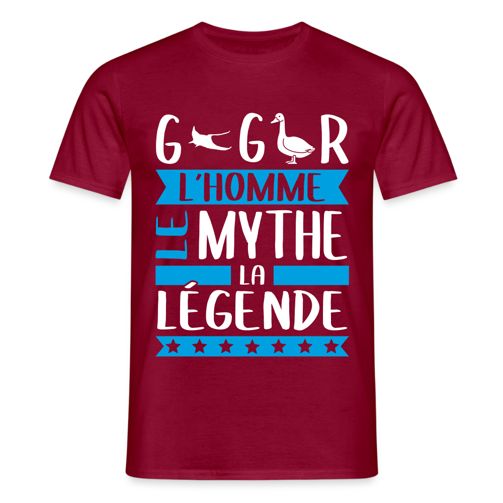 T-shirt homme Grégoire rébus – L’homme, le mythe, la légende - rouge brique