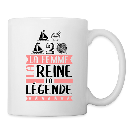 Mug blanc Marie-Madeleine rébus – La femme, la reine, la légende - blanc