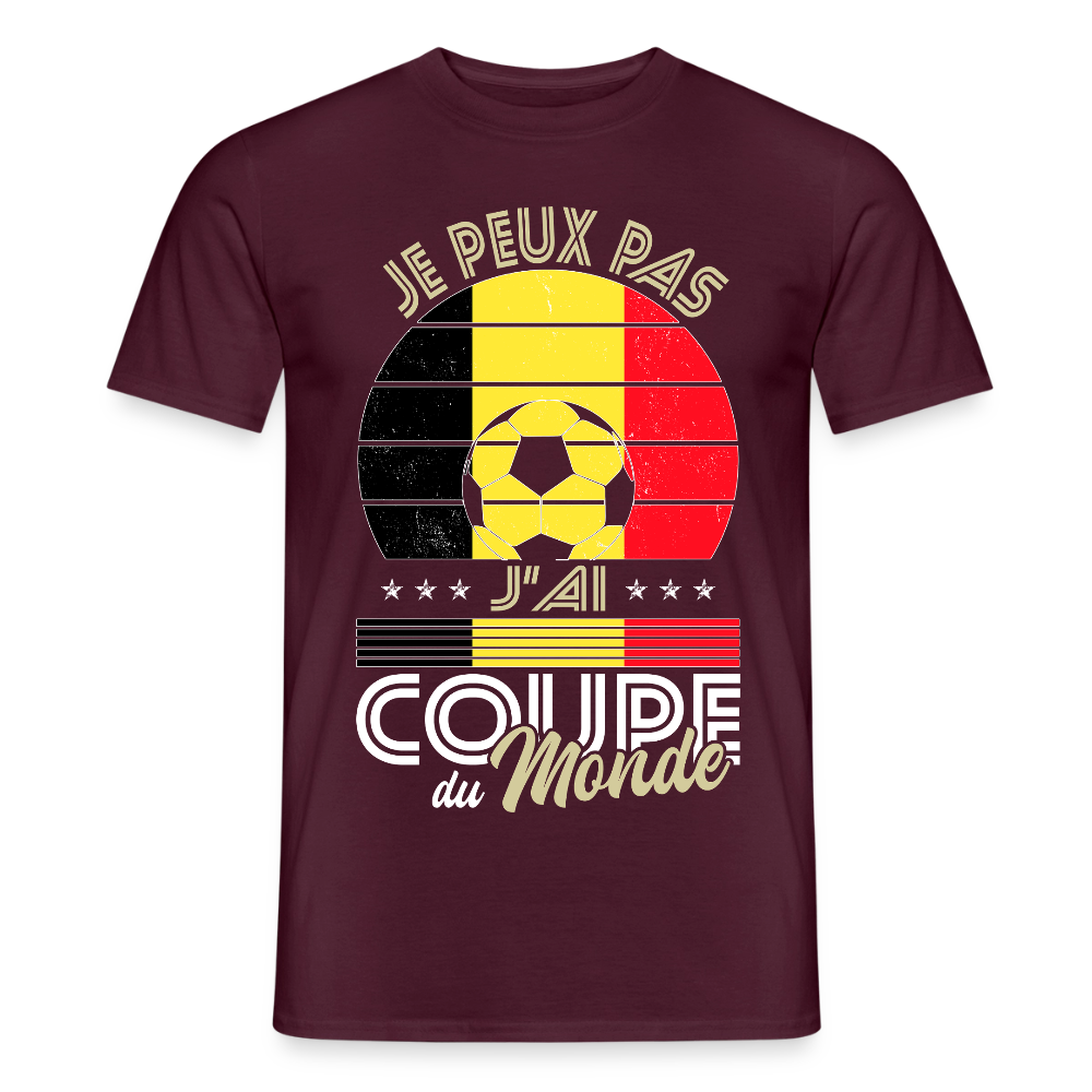 T-shirt Homme - Je peux pas j'ai Coupe du Monde - Belgique - rouge brique