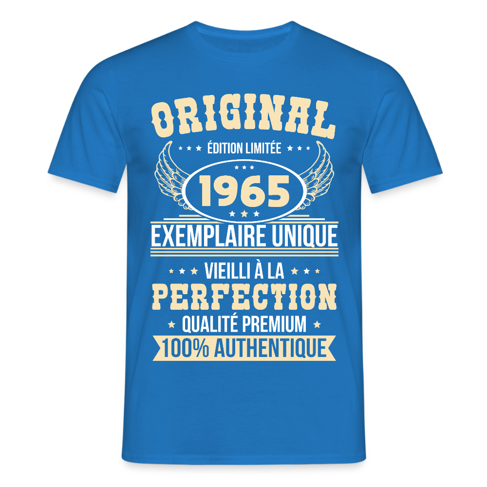 T-shirt Homme - Anniversaire 60 Ans - Original 1965 - bleu royal