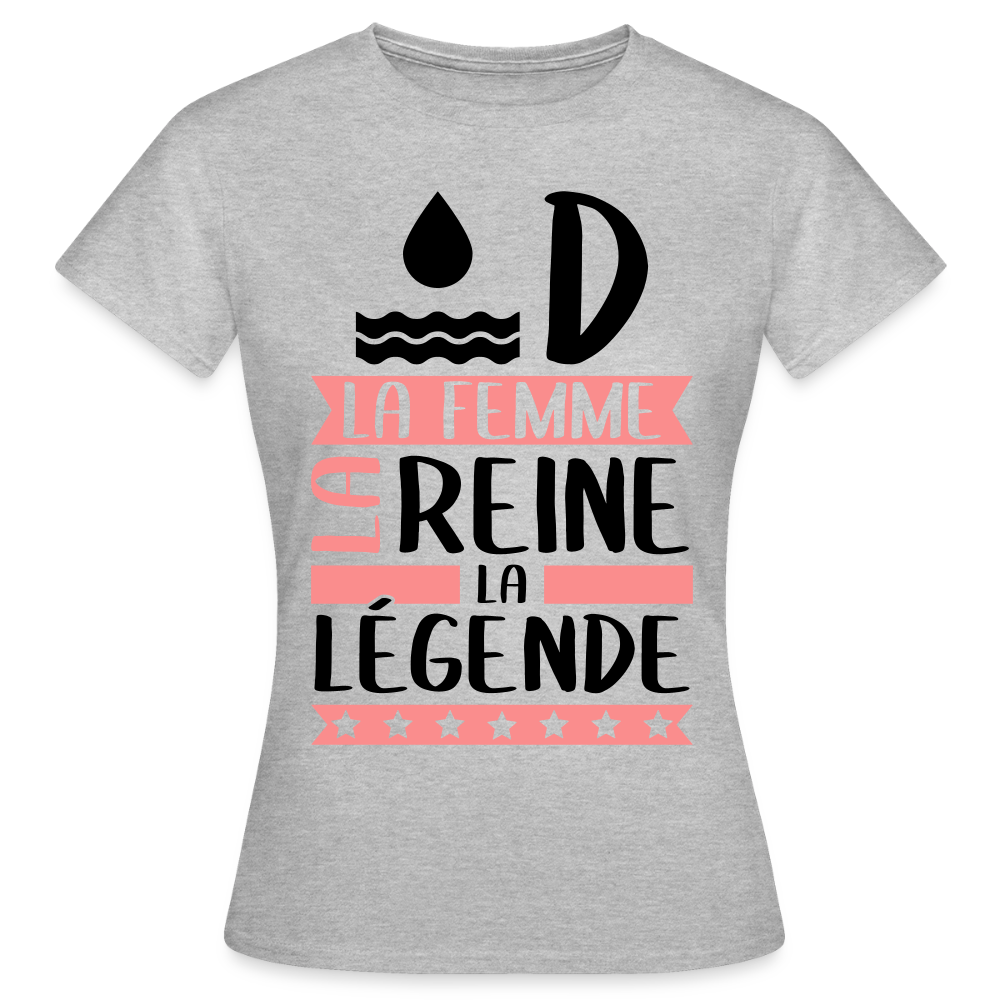 T-shirt femme coloris clair Aude rébus – La femme, la reine, la légende - gris chiné