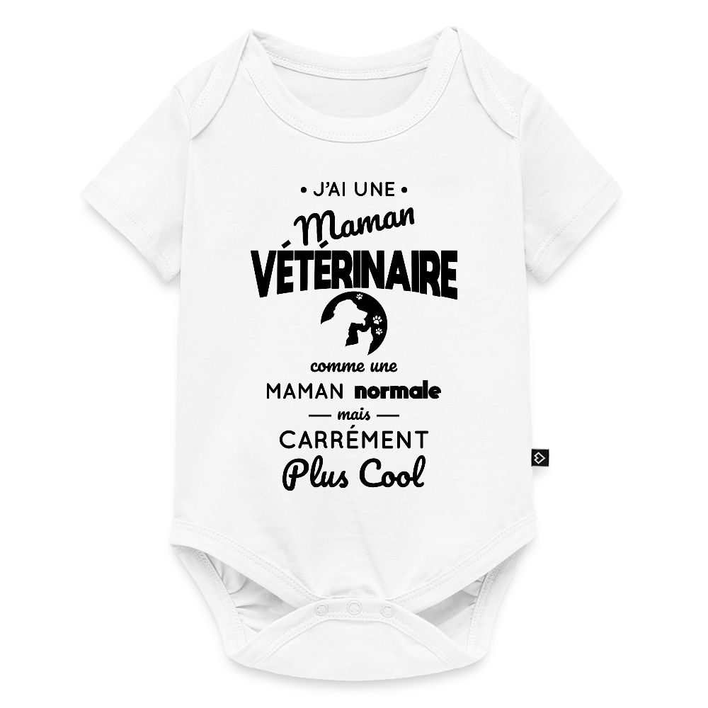 Body Bébé bio manches courtes - J'ai une maman vétérinaire - blanc