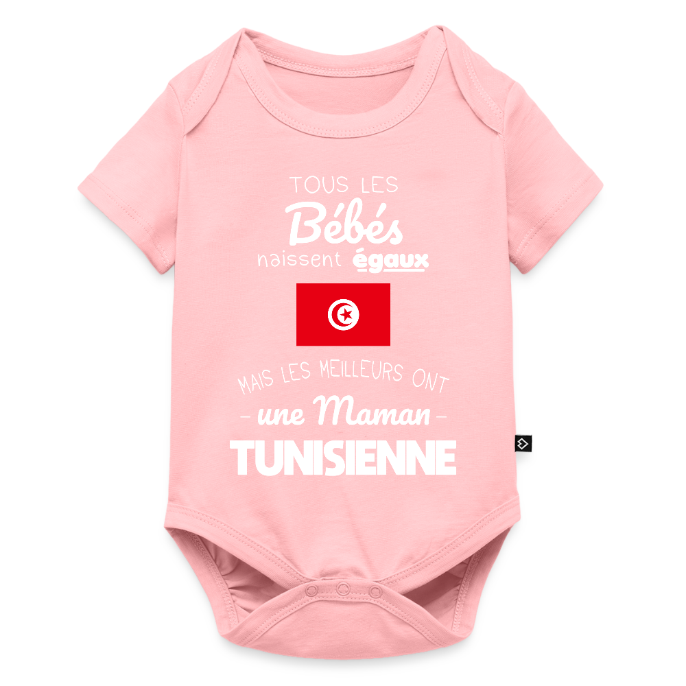 Body Bébé bio manches courtes - Les Meilleurs Ont Une Maman Tunisienne - rose