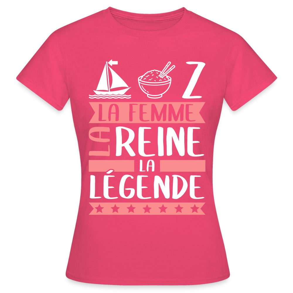 T-shirt femme Maryse rébus – La femme, la reine, la légende - rose azalée