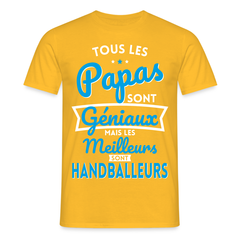 T-shirt Homme - Papas  géniaux - Les meilleurs sont handballeurs - jaune