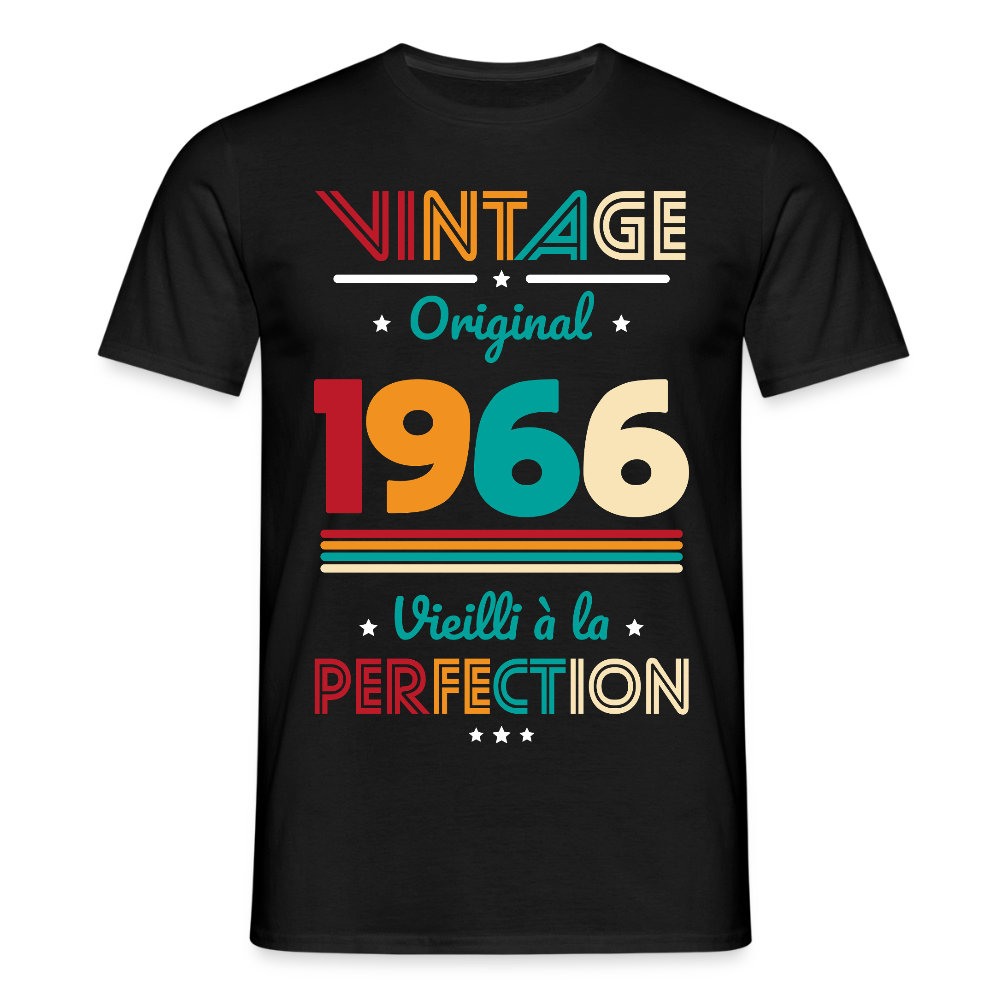 T-shirt anniversaire homme 60 ans – Vintage, original, 1966 - noir
